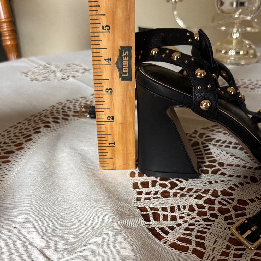 Kenneth Cole Black and Gold Studded Heels - Picture 2 of 5